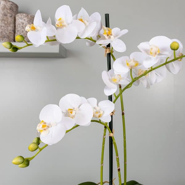 Kunstplant Orchidee 3 tak wit bloem