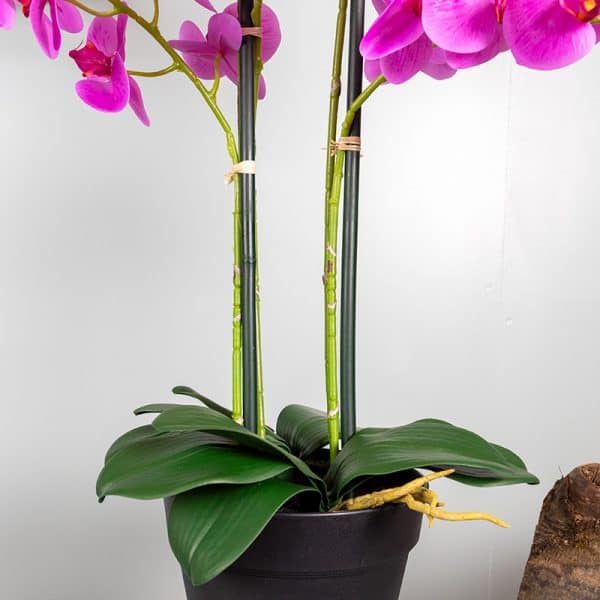 Kunstplant Orchidee 5 tak roze steel