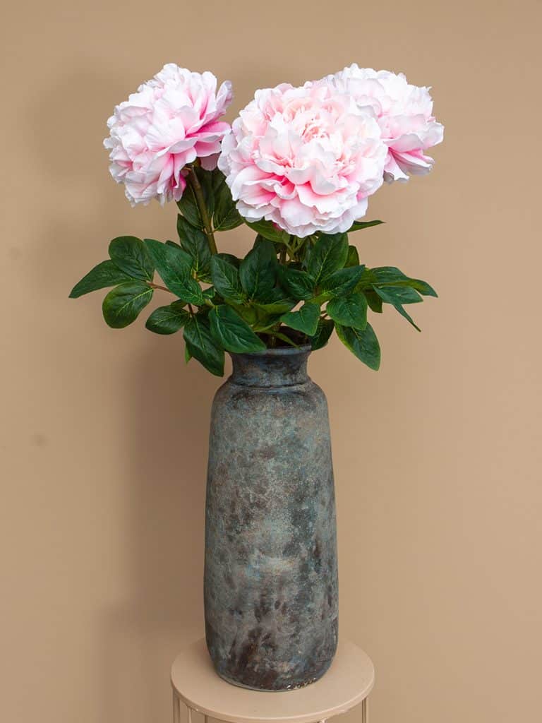 3 pioenrozen open kunstbloemen licht pink
