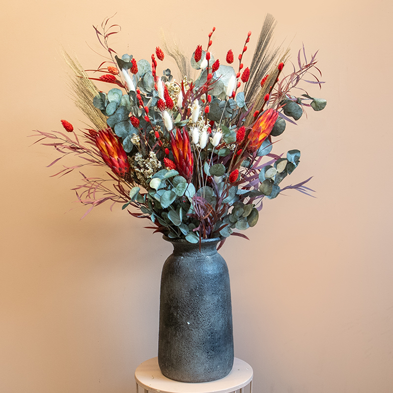 kerst droogboeket in warme winterkleuren – Roselin.