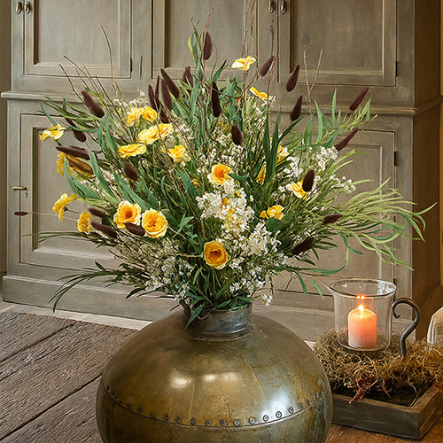 Mixed flowers eucalyptus